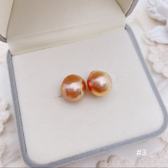 Pearl Studs, Genuine Baroque Edison pearl - Picture 6 of 12